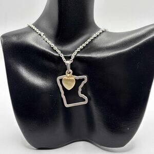 Silver & Gold Heart Minnesota Necklace